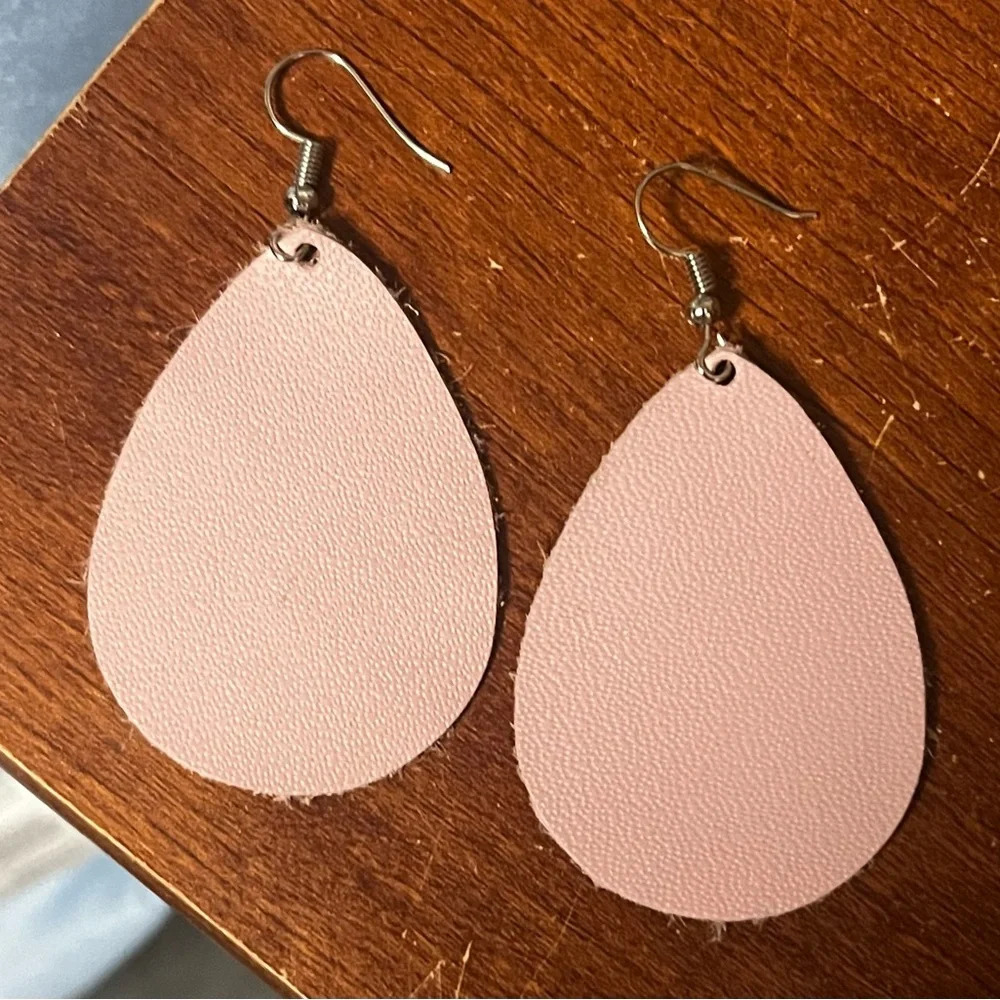 Free* with bundle purchase! Light Pink Leather Earrings